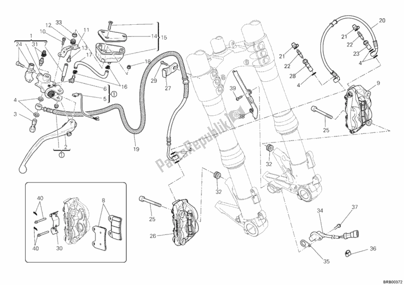 Toutes les pièces pour le Système De Freinage Avant du Ducati Streetfighter 848 USA 2012